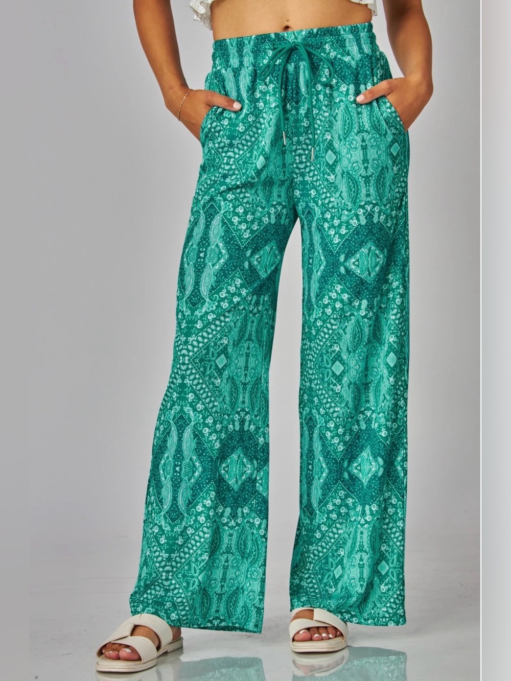 NWT Love Poem Boho  Straight-Leg Pants ~ Teal